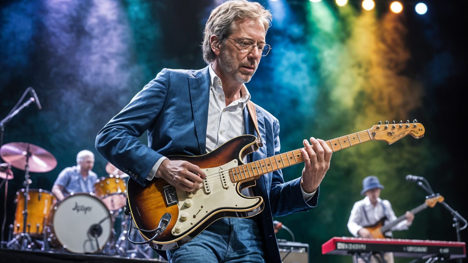 Musician on Stage: Eric Clapton Playing Guitar