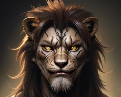 Sinister Lionlike Feline Humanoid by Rutkowski