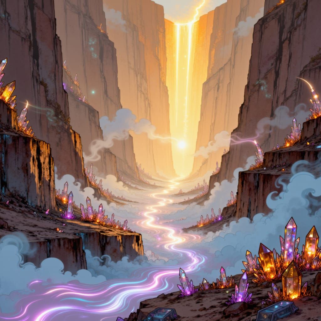 Surreal Mist Landscape with Floating Islands