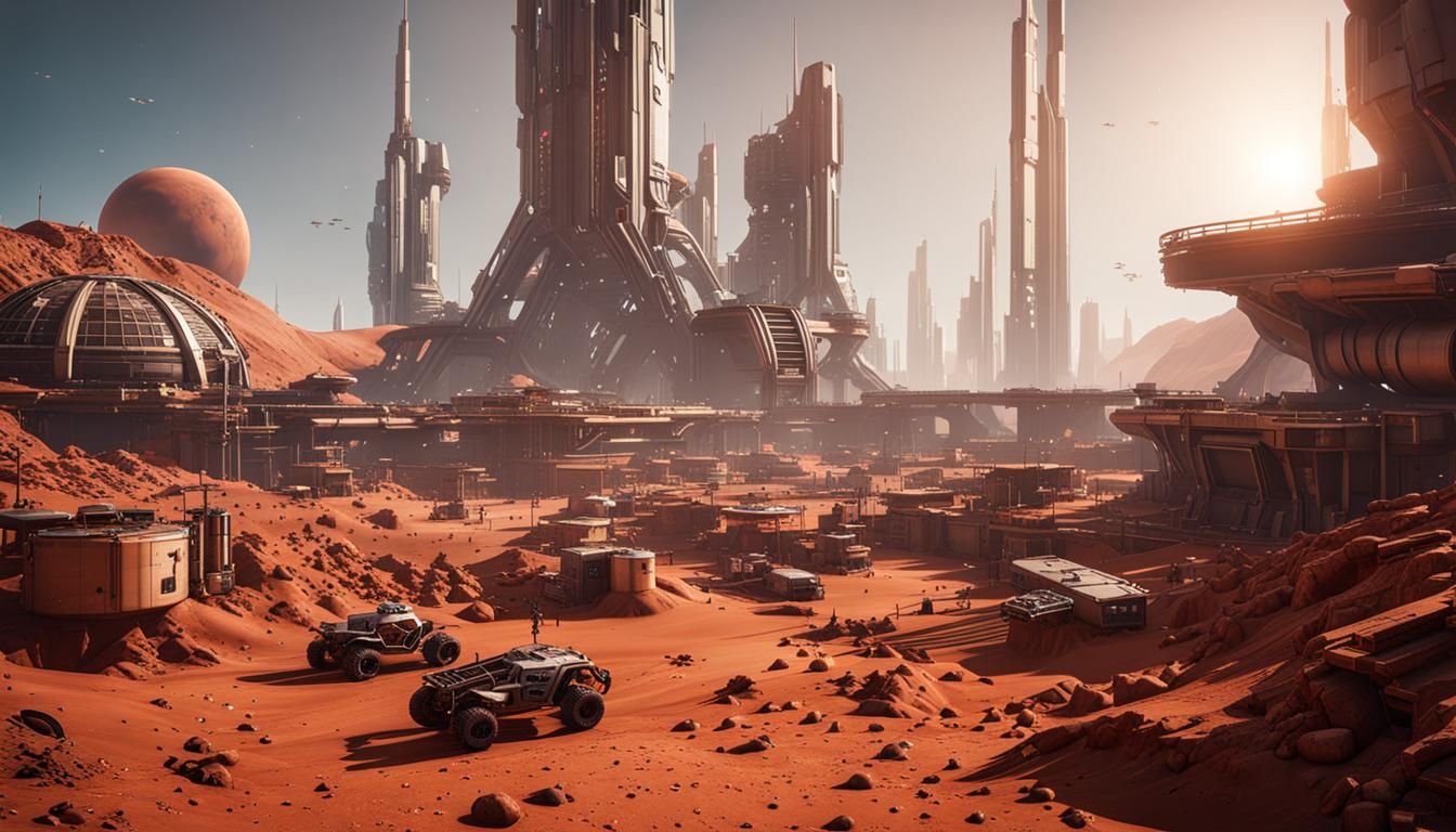 Dystopian Martian City: 3D Game Cinematic Masterpiece