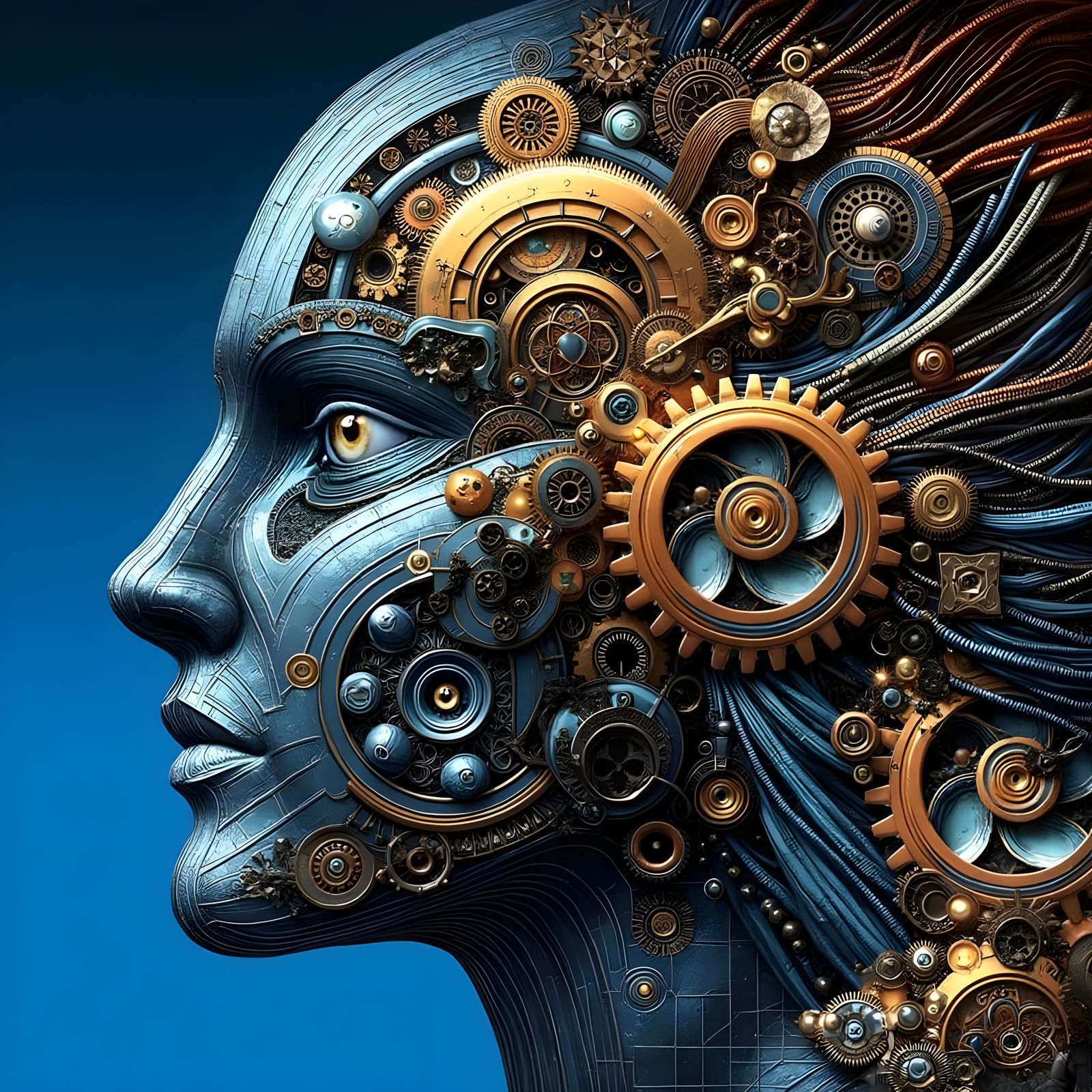 Ethereal AI Face with Astral Geometric Patterns