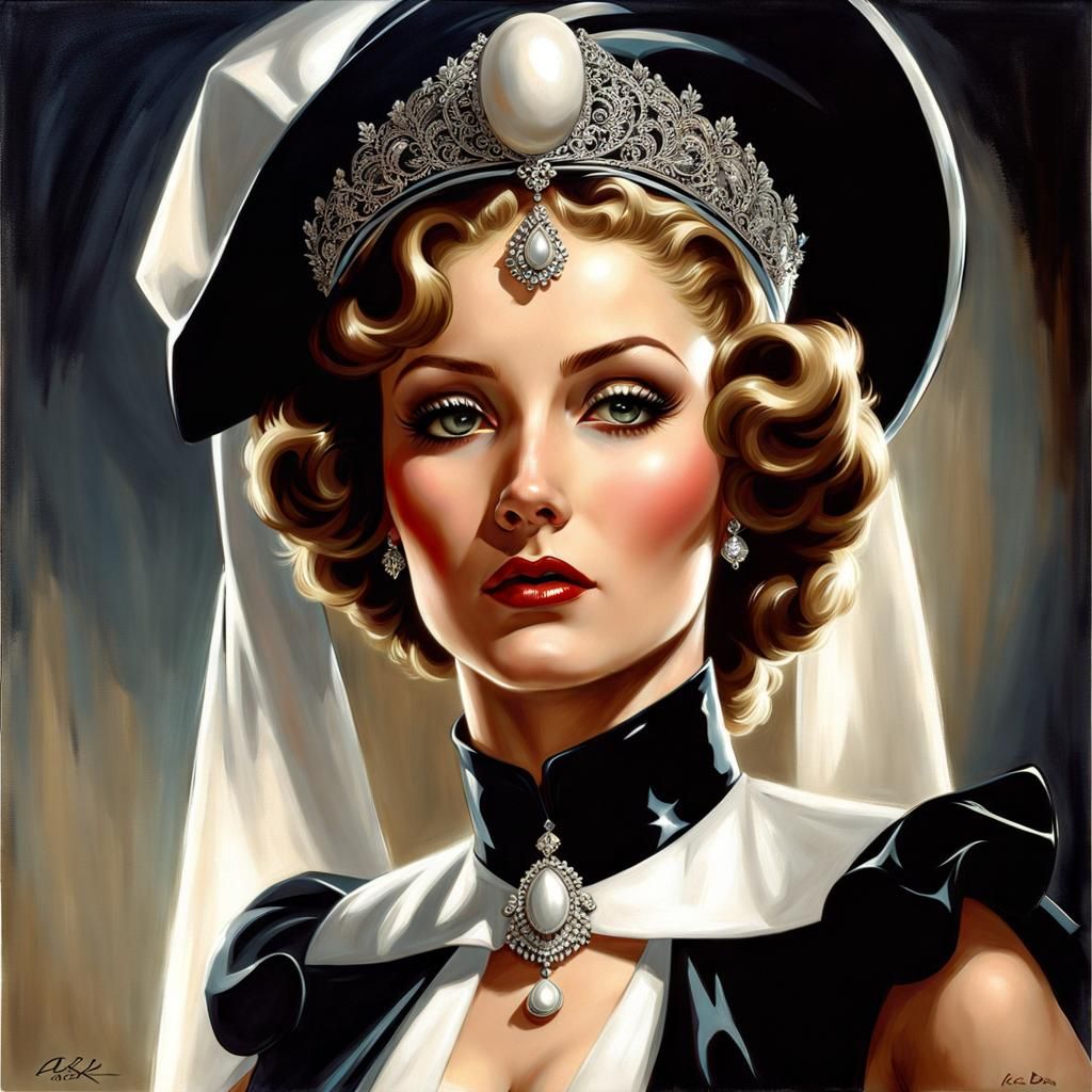 Ethereal Italian Maid Portrait in 1930s Style