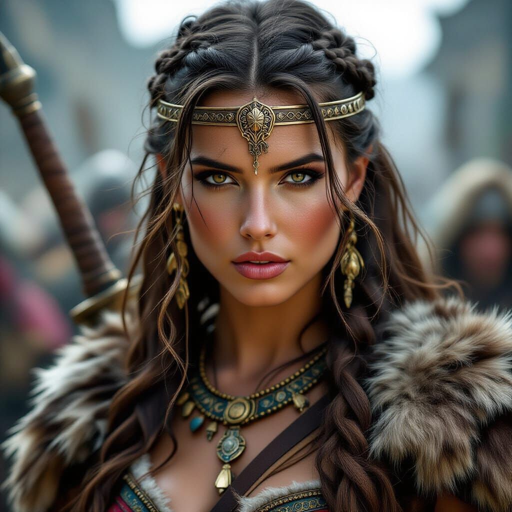 Photorealistic Barbarian Woman Portrait