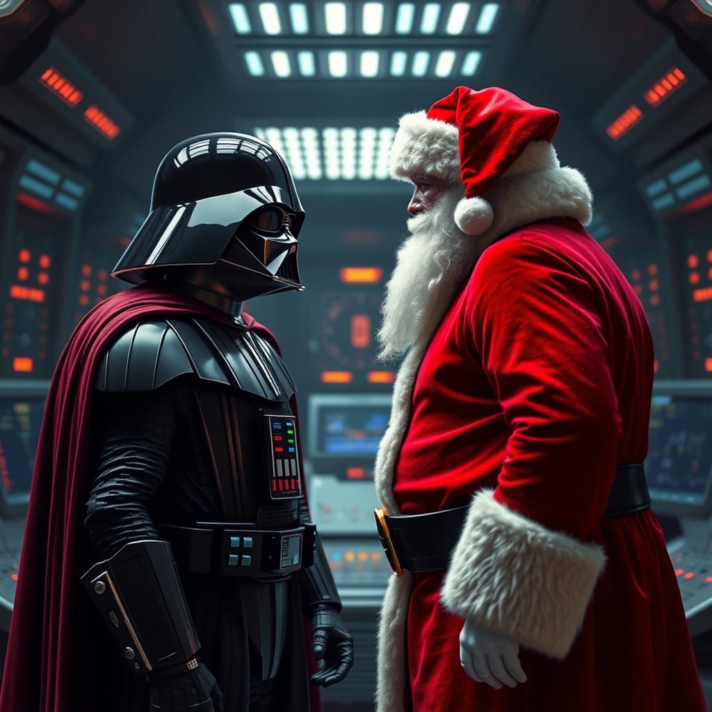 Darth Vader vs Santa Claus: Futuristic Confrontation