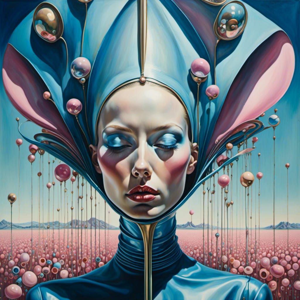 Dreamlike Surreal Portrait of Woman in Watercolor