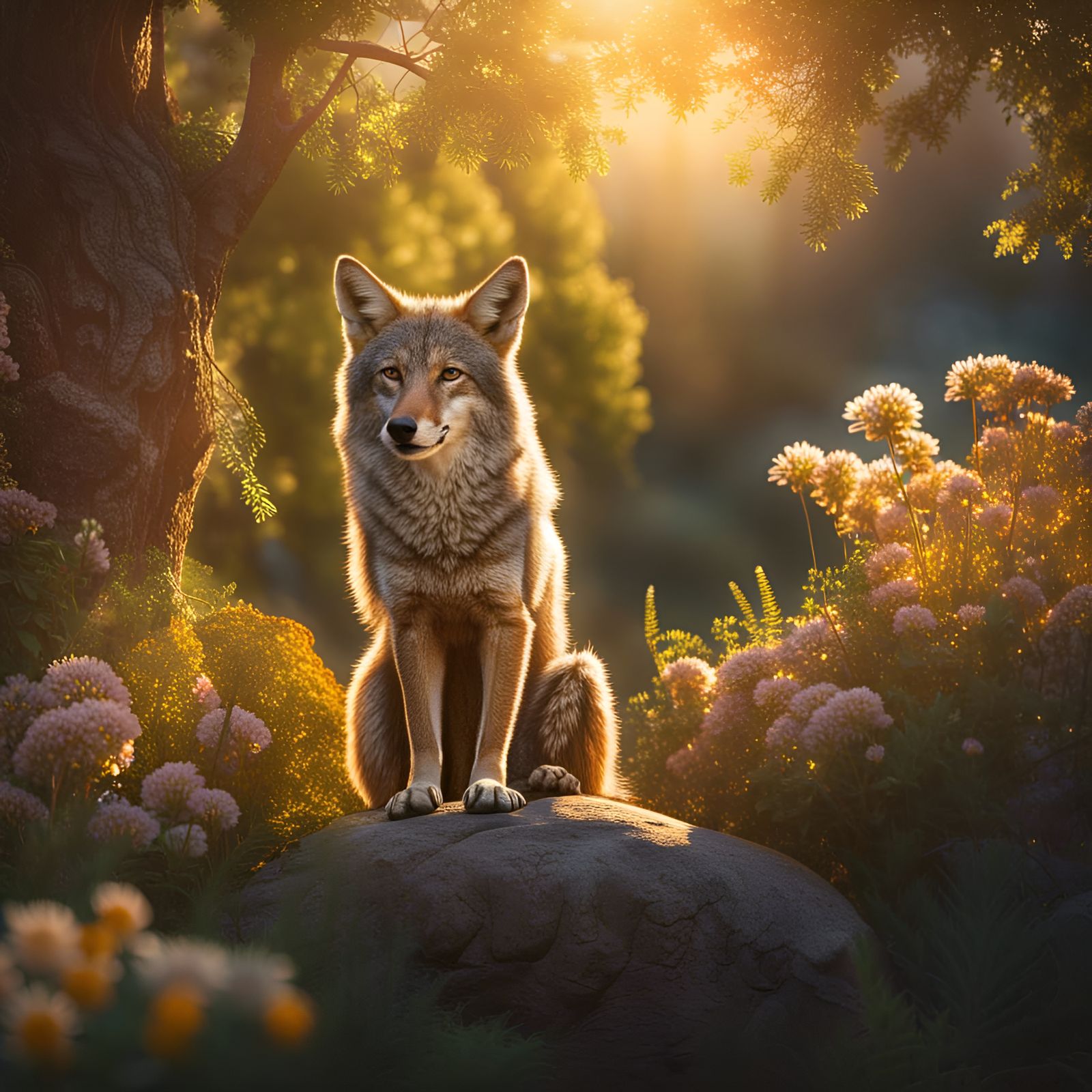 Coyote in Golden Hour Light