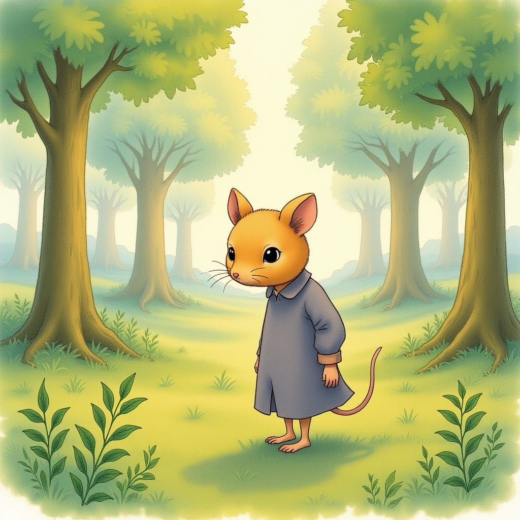 Mouse in Morning Mist, Beatrix Potter Style