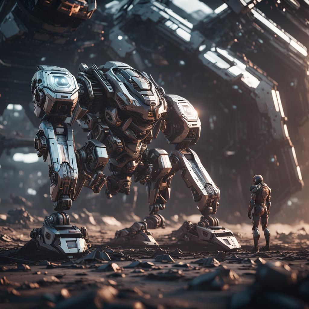 Futuristic Mech in Cinematic Sci-Fi Style