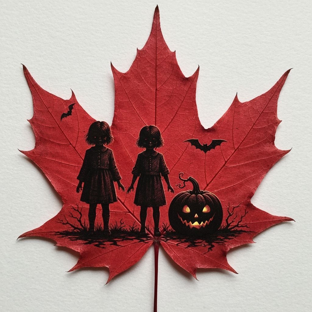 Gothic Halloween Silhouette on Engraved Maple Leaf