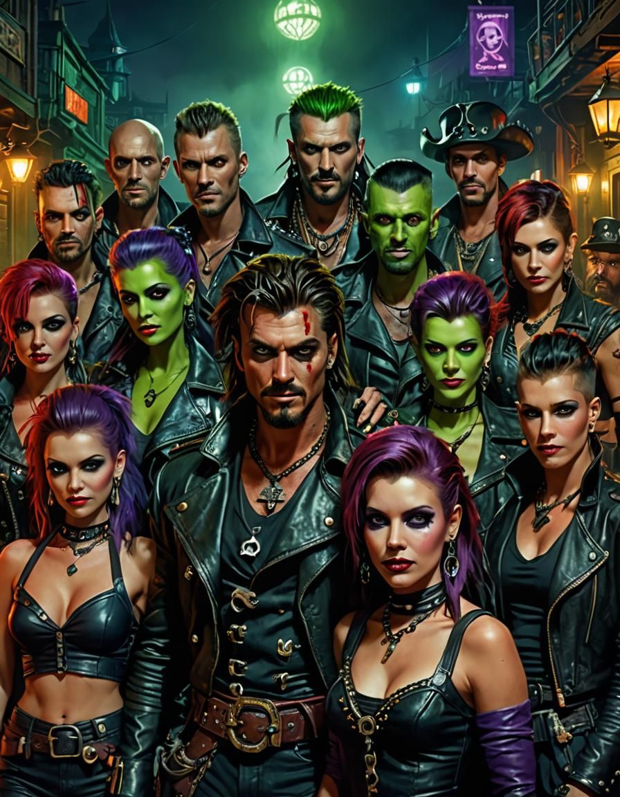 Diverse Group Portrait in Blade Runner Style