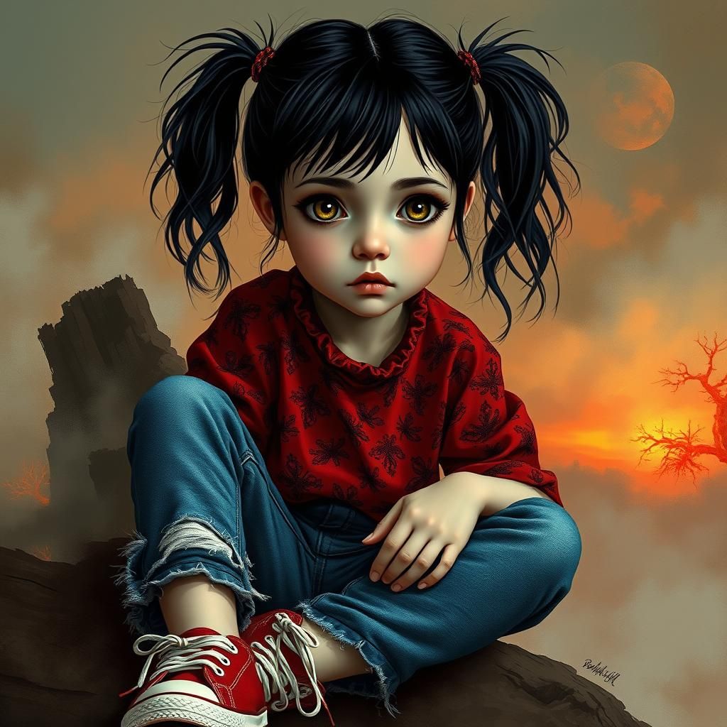 Girl in Dreamlike Realm, Nicoletta Ceccoli Style