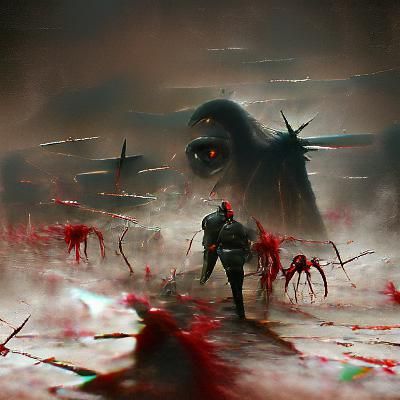 Sinister Vision of War in Dark Fantasy Style