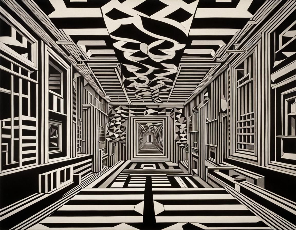 Impossible Geometric Architecture in Escher Style