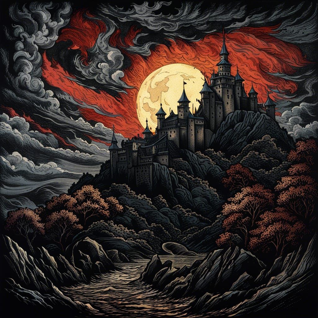 Medieval Castle in Dark Fantasy Style
