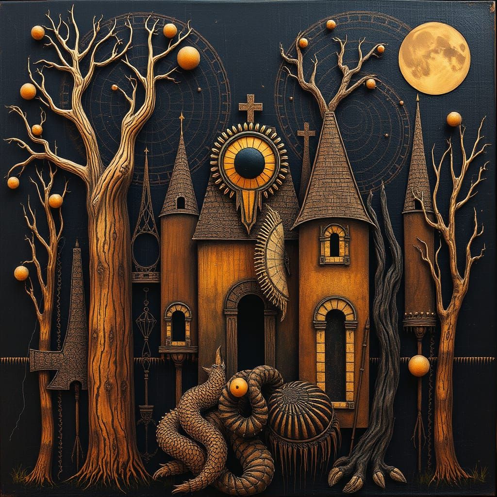 Expressionist Art Brut Masterpiece in Earthy Tones