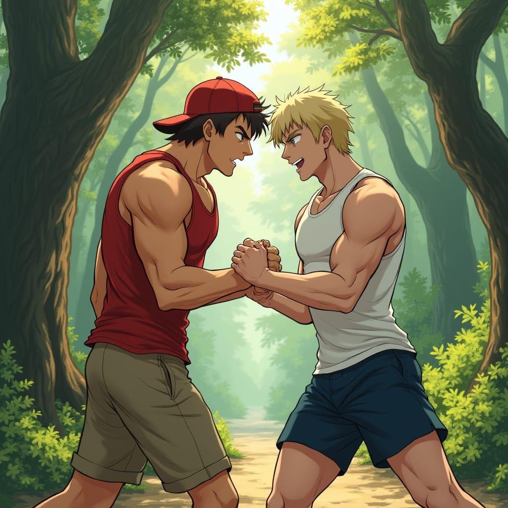 Muscular Men Engage in Epic Forest Wrestling Match in Anime ...