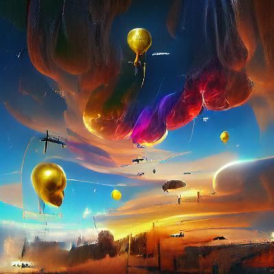 Sky full of balloons trending on Artstation colorful galacti...