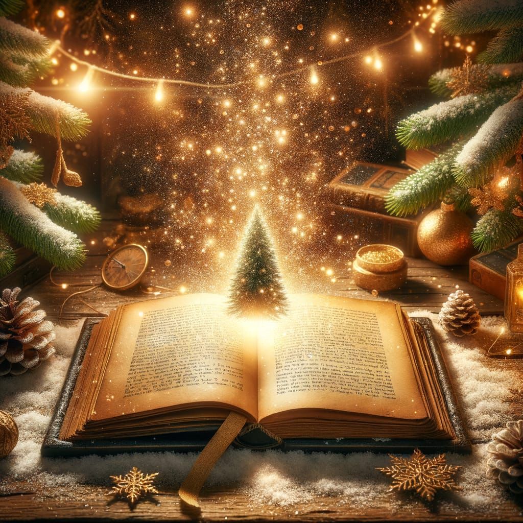 Enchanted Christmas Storybook With Golden Light