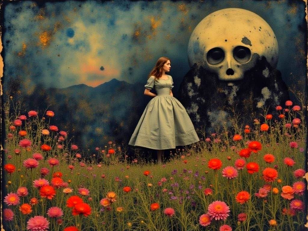 Alice in Wonderland in Baroque Style with Fantastical Creatu...