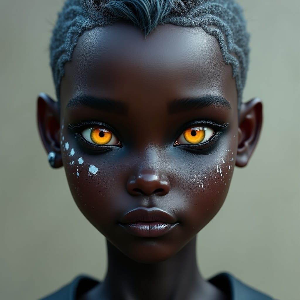 Goddess of Africa with Golden Eyes and Glowing Tattoos