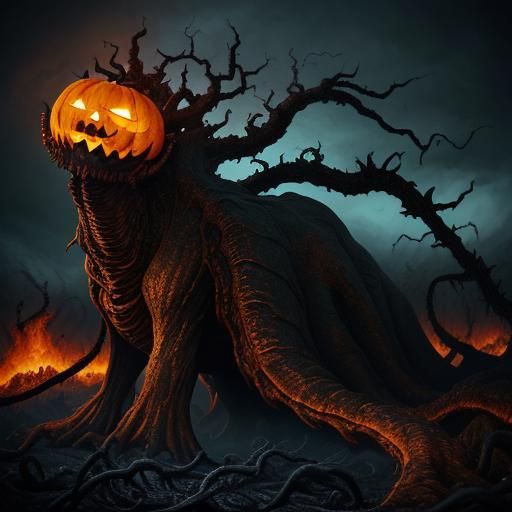 Infernal Jackal: A Dark Fantasy Impasto Nightmare