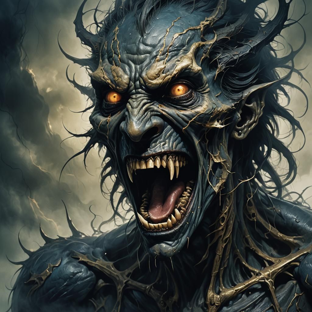 Dark Fantasy Creature Screaming in Anguish