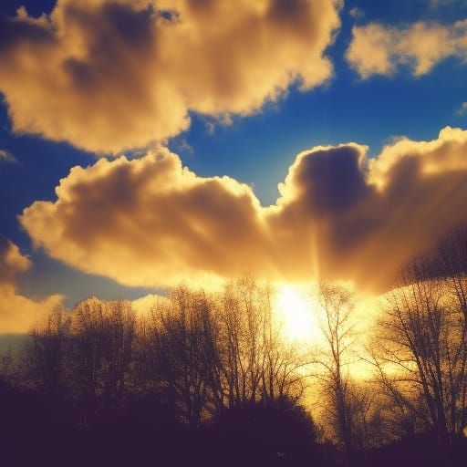 Ethereal Sunshine Beams Through Clouds
