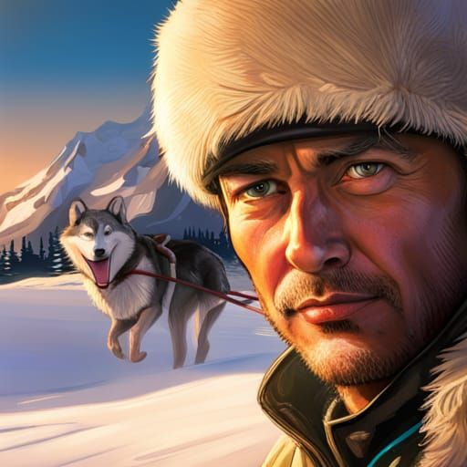 Detailed Musher Portrait in Alaska Race