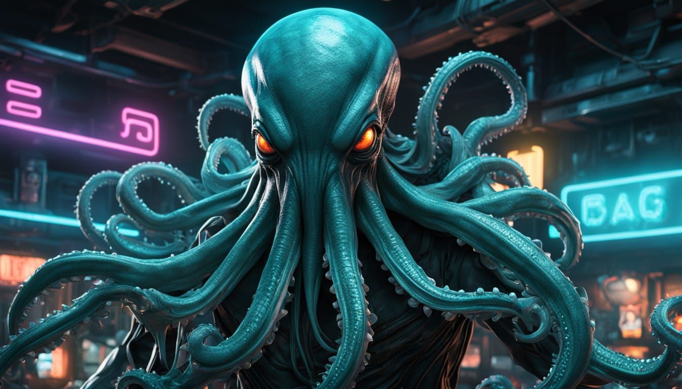 Alien Merchant in Bazaar: Comic Book Style