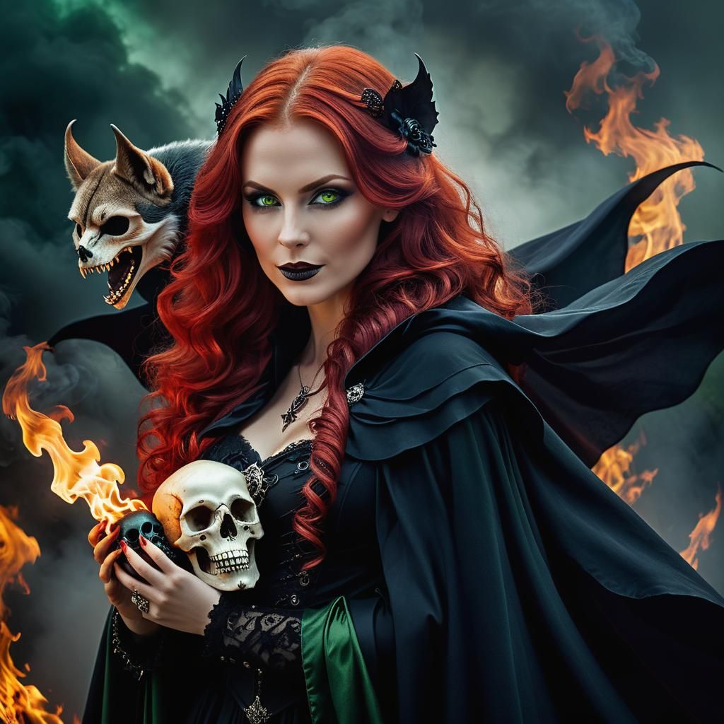 Mystical Dark Fantasy Portrait with Eerie Mist