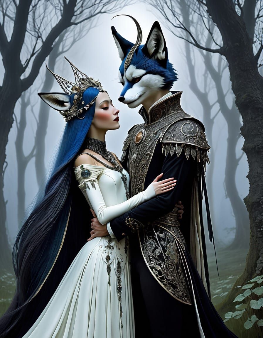 Ethereal Fairy Fox Royalty in Enchanted Matte Painting