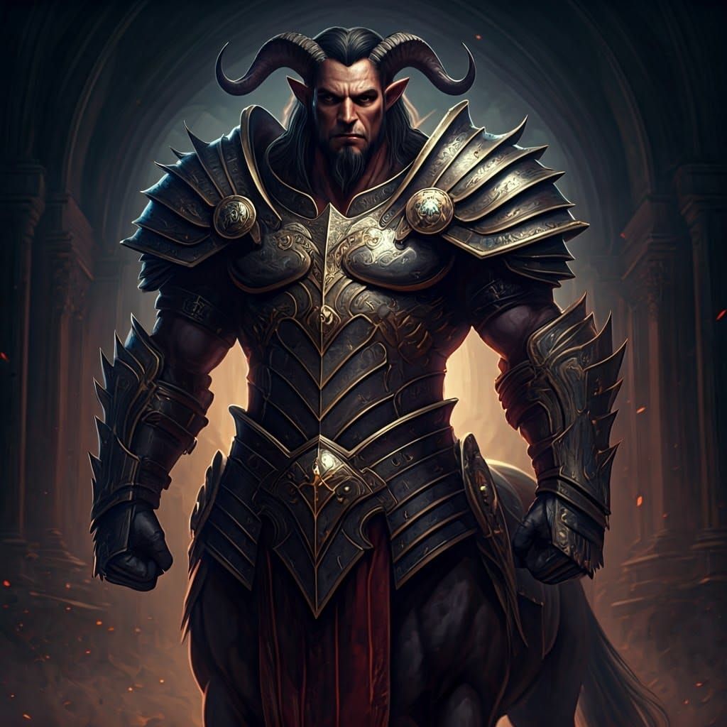 Centaur Warrior Ready for Battle in Art Nouveau Style