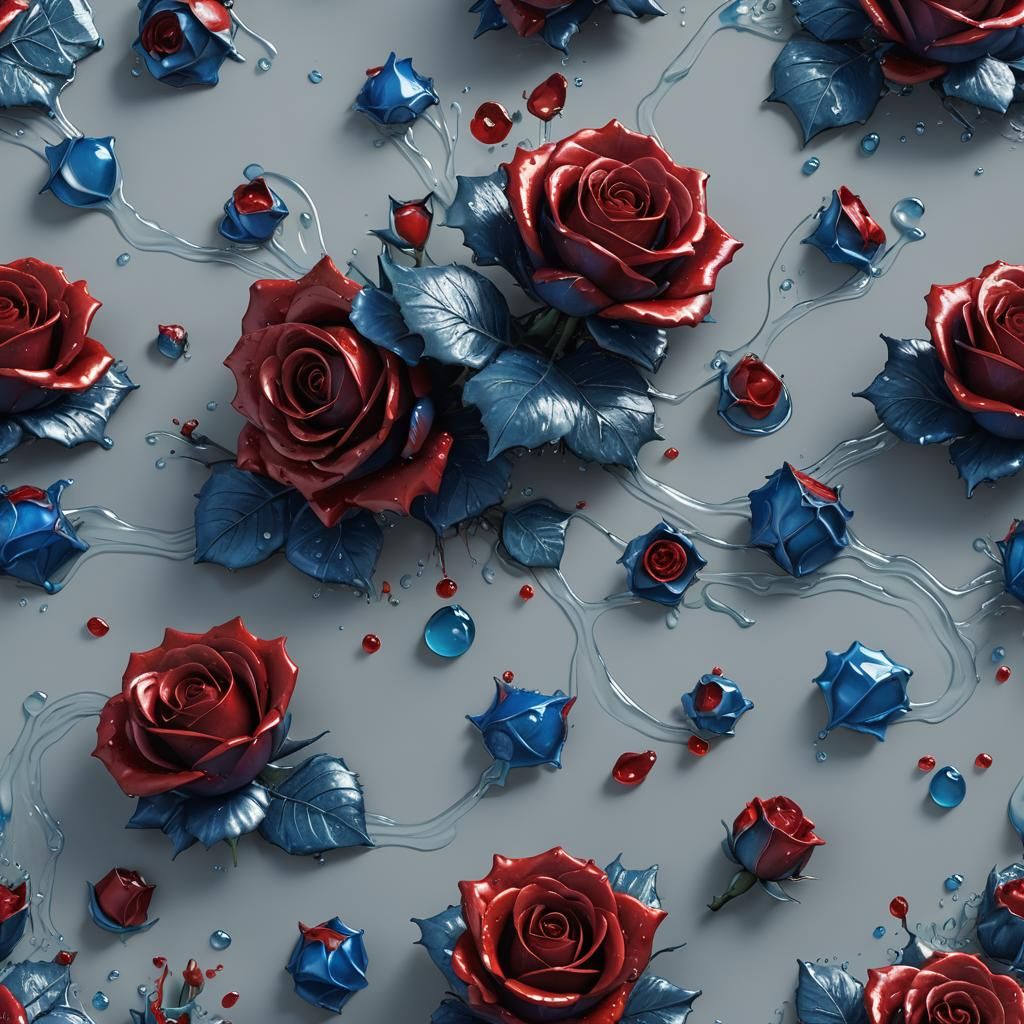 Red and Blue Sugar Rose Fantasy Concept Art