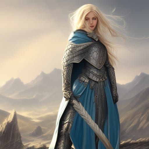 Beautiful Woman in Medieval Armor, Fantasy Art