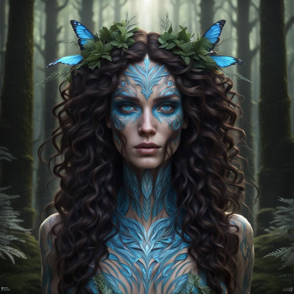 Forest Nymph Portrait in Detailed Matte Painting Style