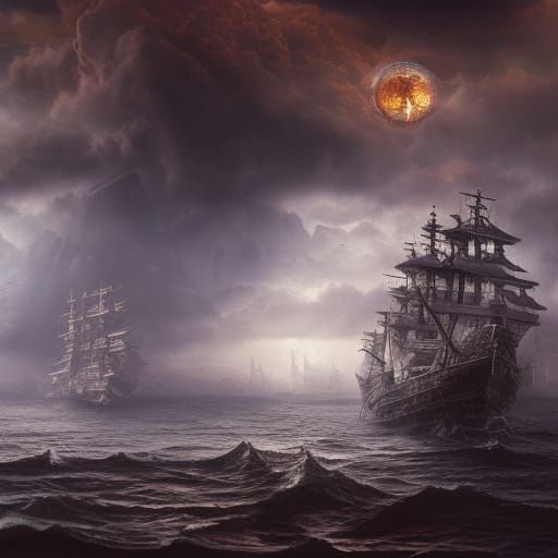 Magic-Fueled Ships: Epic Digital Matte Painting