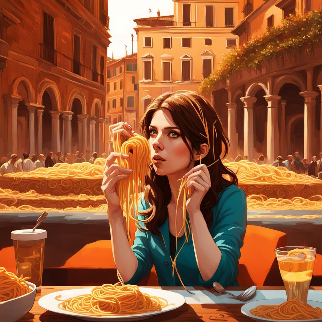 Anna Kendrick Eats Spaghetti Carbonara, Rome, Italy