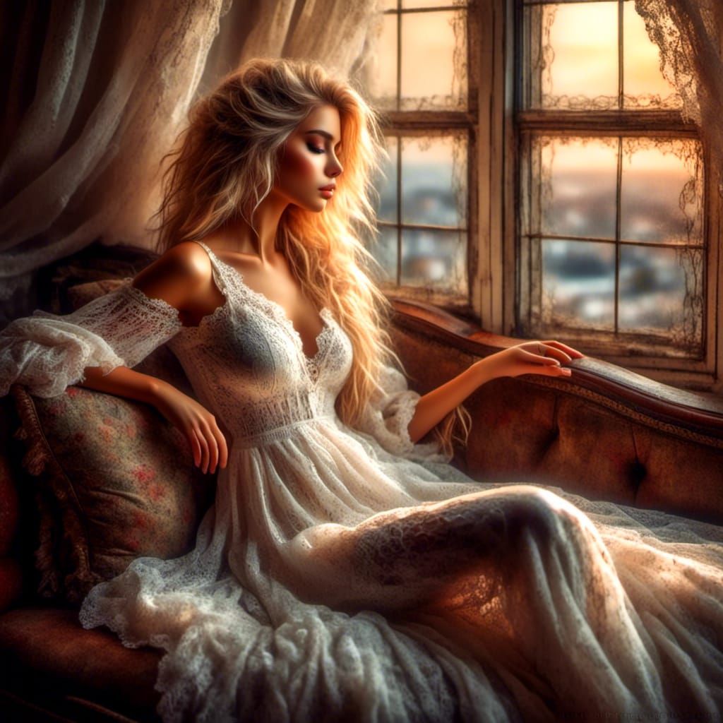 Romantic Sunrise: Glamour Shot with 3D Rendered Style