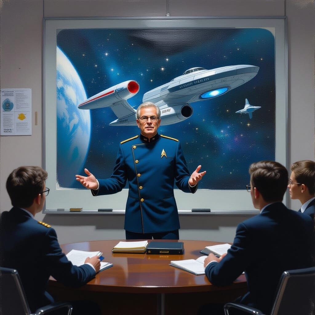 Professor Teaching Students in Outer Space