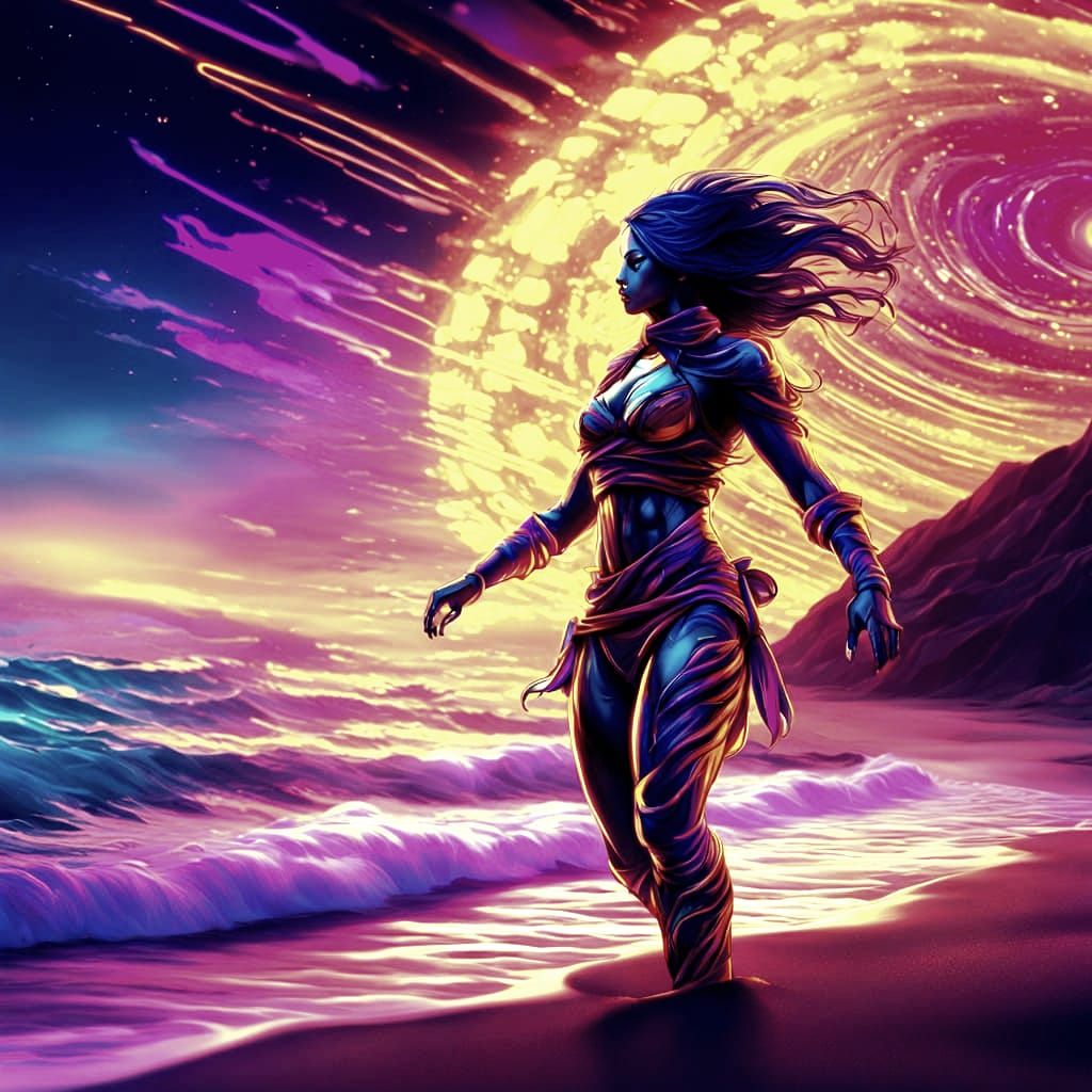 Sunset Ninja of Seduction Emerging from Astral Shoreline