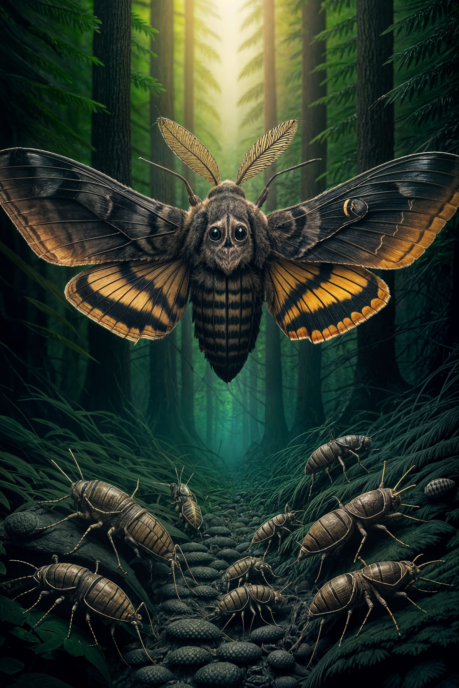 Detailed Macro Shot of Death's Head Hawk Moth