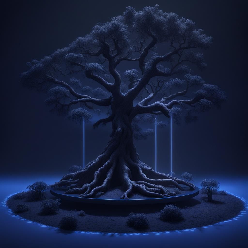 Minimalist Forbidden Tree in Dark Paradise Style