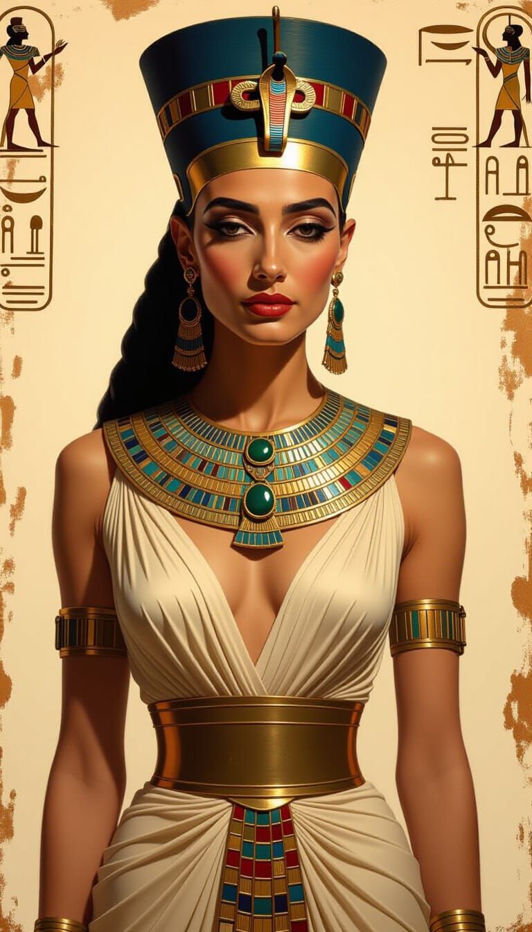 Art Nouveau Pharaoh Woman in Regal Attire