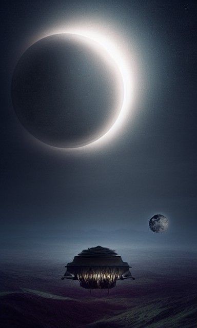 Alien Eclipse: Hyperrealistic Surreal Landscape