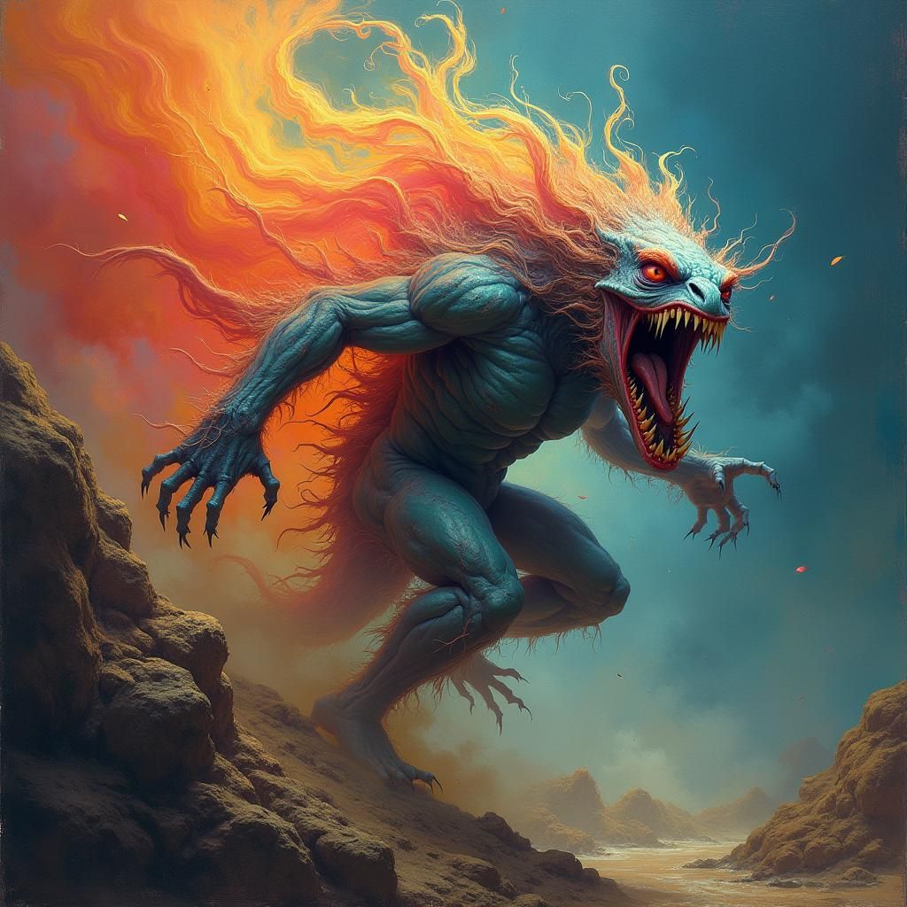 Horrendous Sci-Fi Monster in Cubist Style