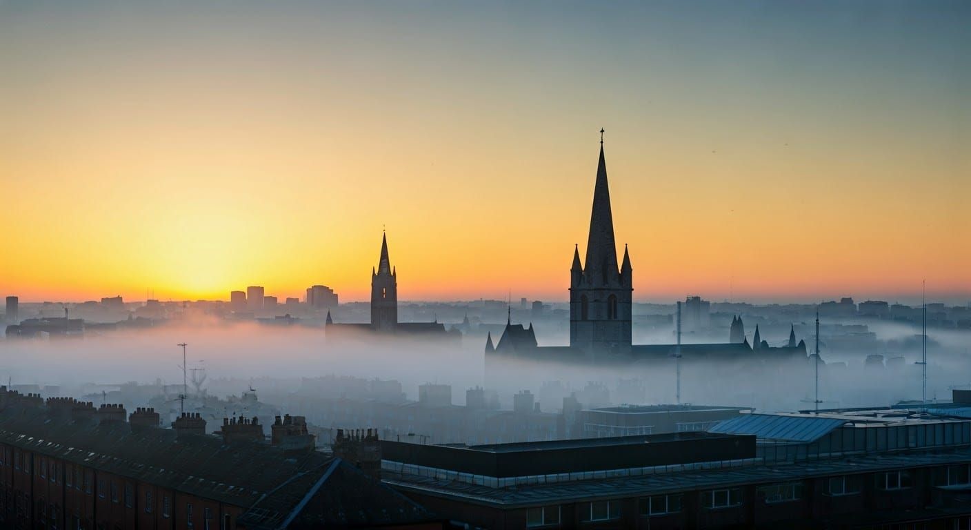 Misty Dublin Cityscape in Impressionist Style