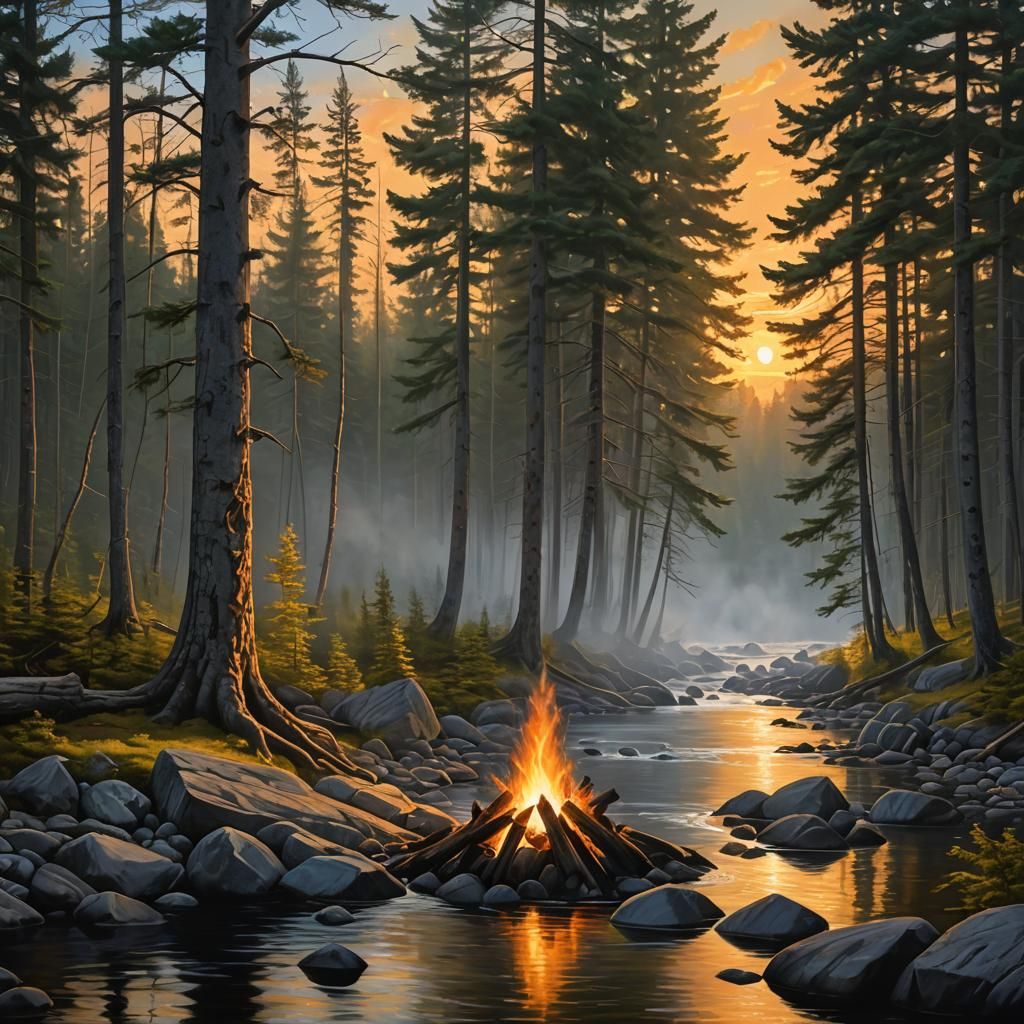 Sacred Fire Ceremony by Nova Scotia River