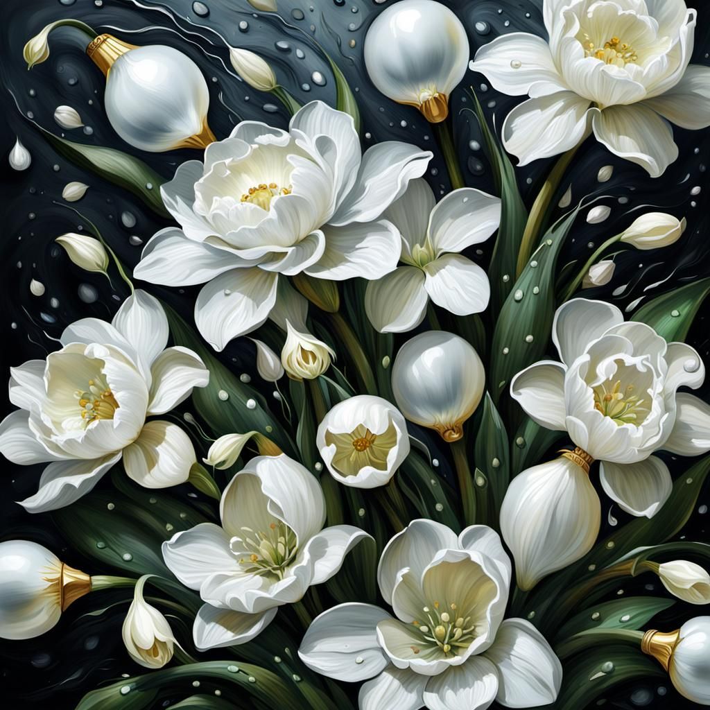 Hyperrealistic Floral Painting with Impasto Strokes