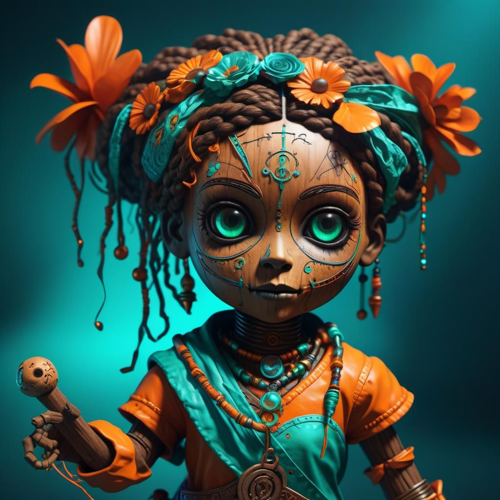 Detailed Voodoo Doll: Art Nouveau Concept Art