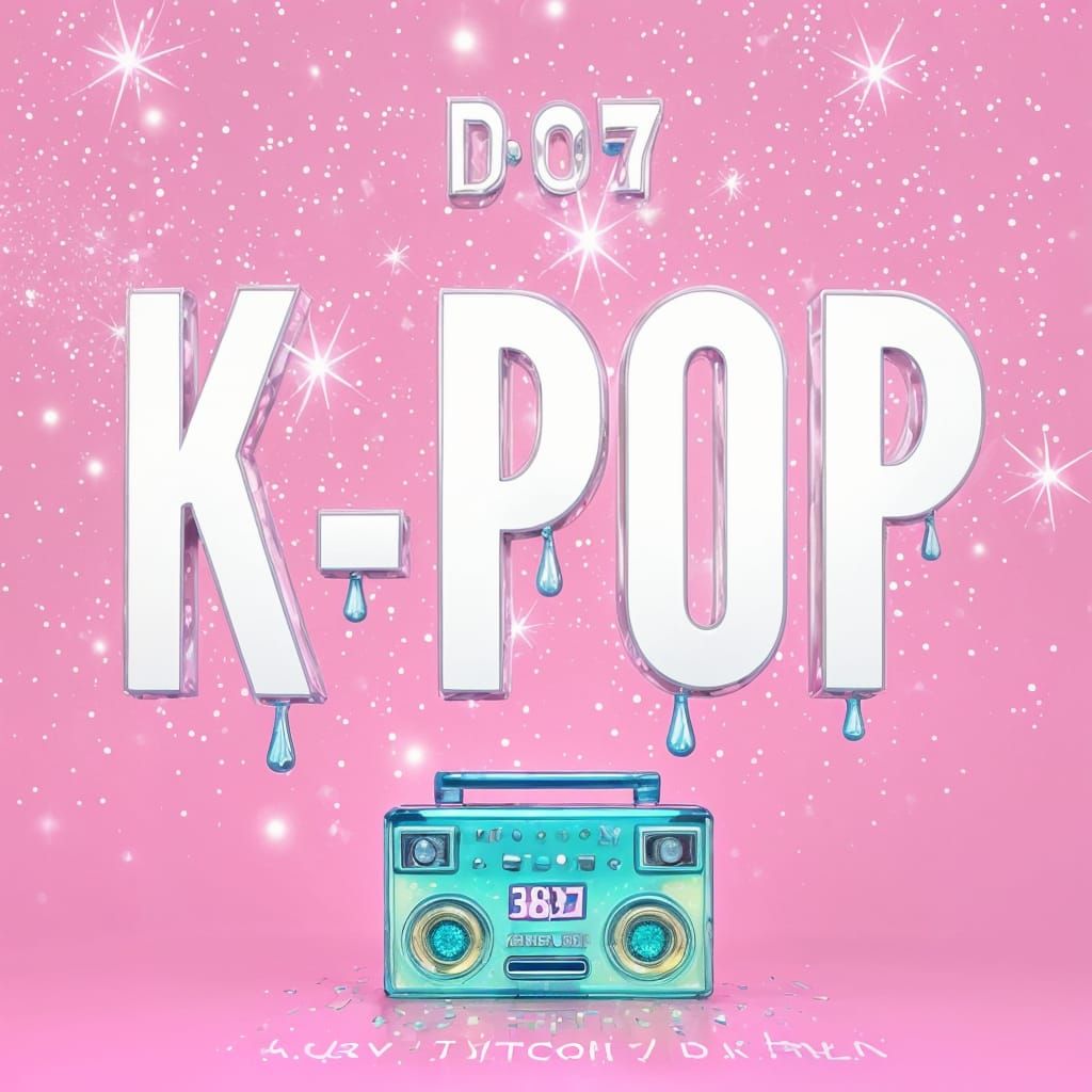 Glittering 3D K-Pop Typography with Boombox
